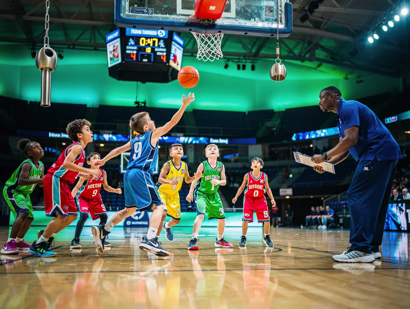 Young athletes practicing basketball drills at YES Jacksonville