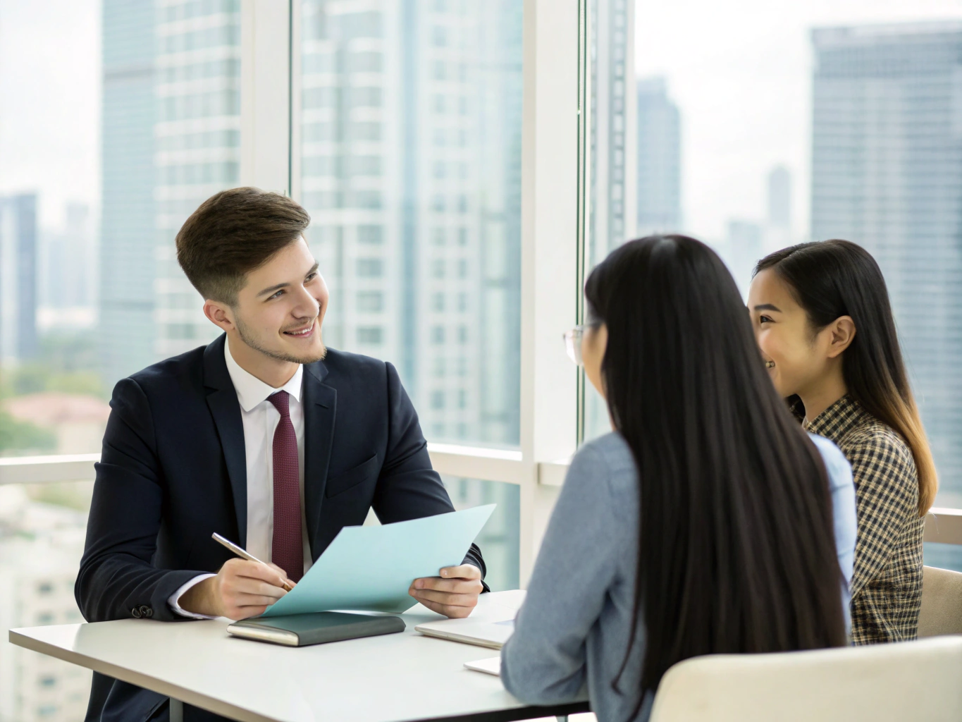 Teenager engaging in a professional mock interview session