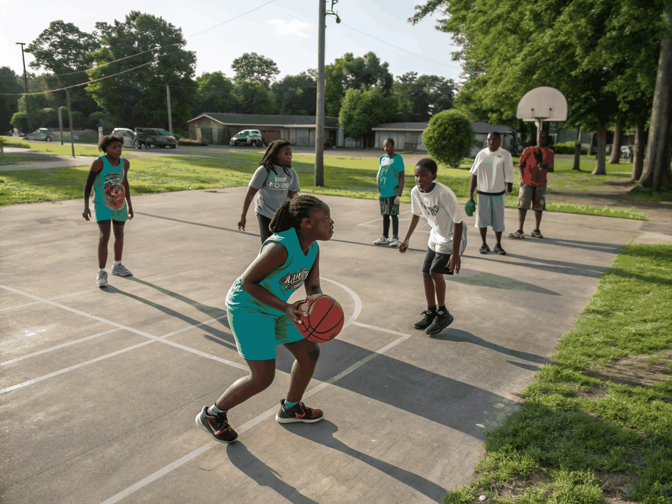 Young student smiling during a basketball mentorship and life skills workshop in Jacksonville
